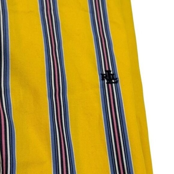 Lauren Ralph Lauren Yellow Striped Boxy Button Down Peasant Bohemian Artsy 1X - Picture 8 of 11